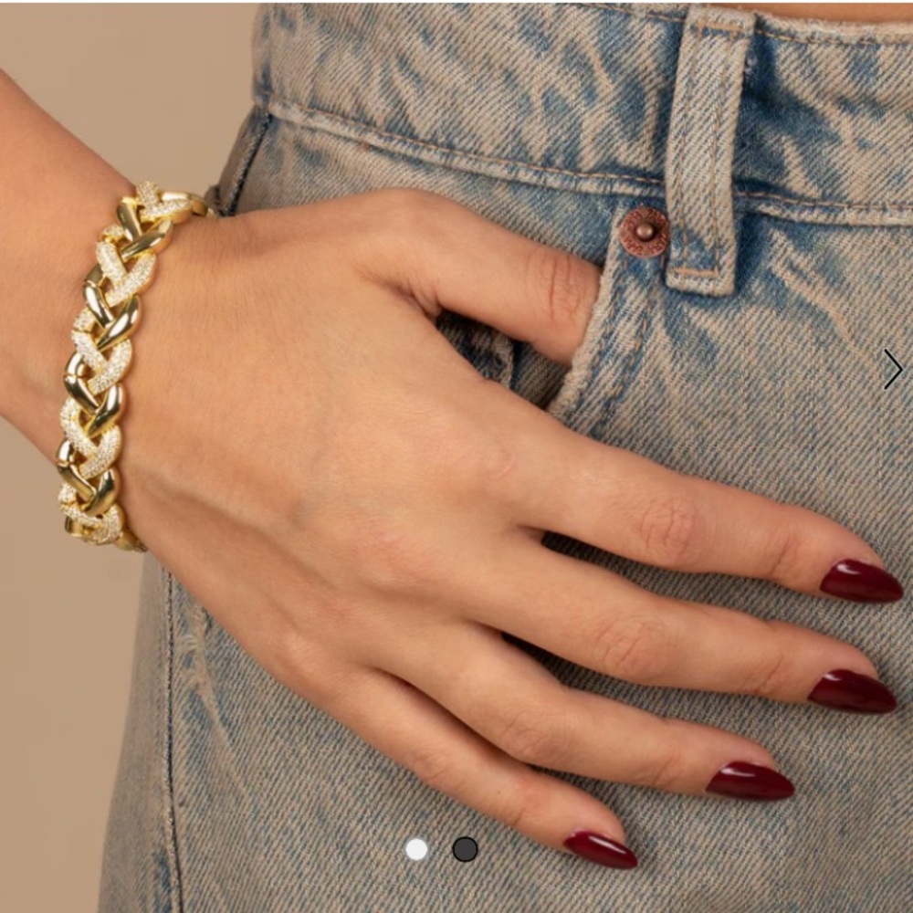 Adina Eden Gold Pave Braided Chain Bracelet